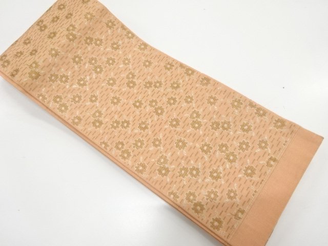 JAPANESE KIMONO / ANTIQUE FLORAL PATTERN WOVEN HANHABA OBI (WEARABLE)